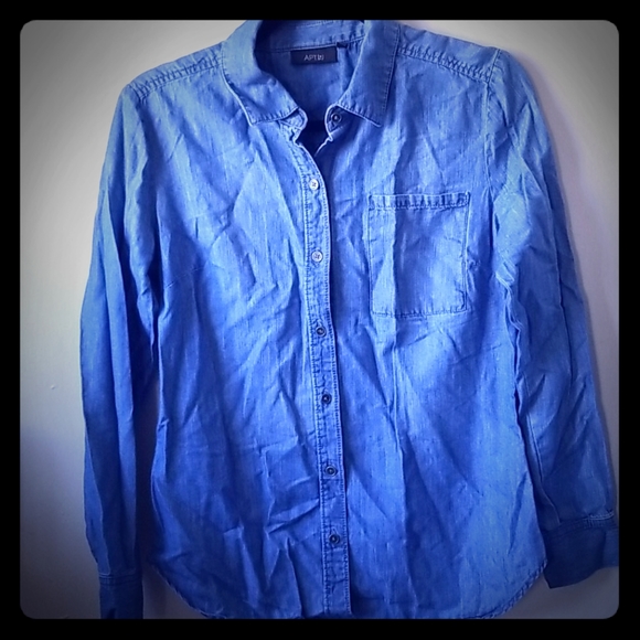 Denim long sleeved top - Picture 1 of 8